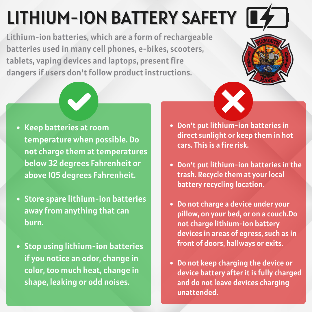 Plymouth Fire Department Shares Lithium-Ion Battery Safety Tips After Electric Scooter Fire